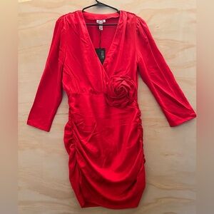 Future Collective Women’s Long Sleeve Rosette Party Dress Red Sz 10 (15” Waist)